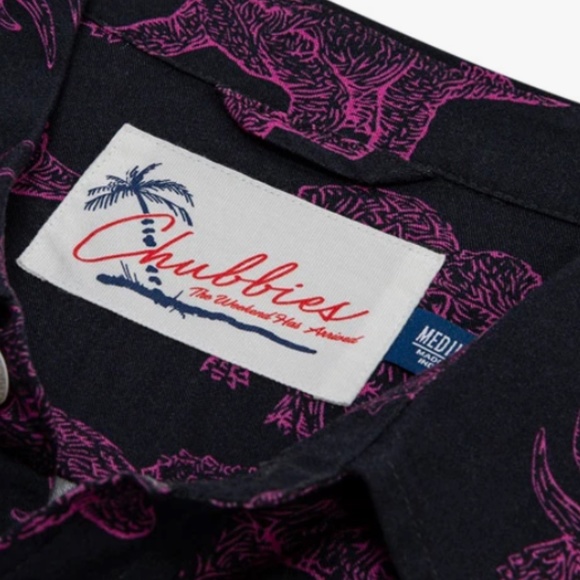 CHUBBIES Men's The Pink Triceratop (Rayon Full-Button) - L - Picture 10 of 12